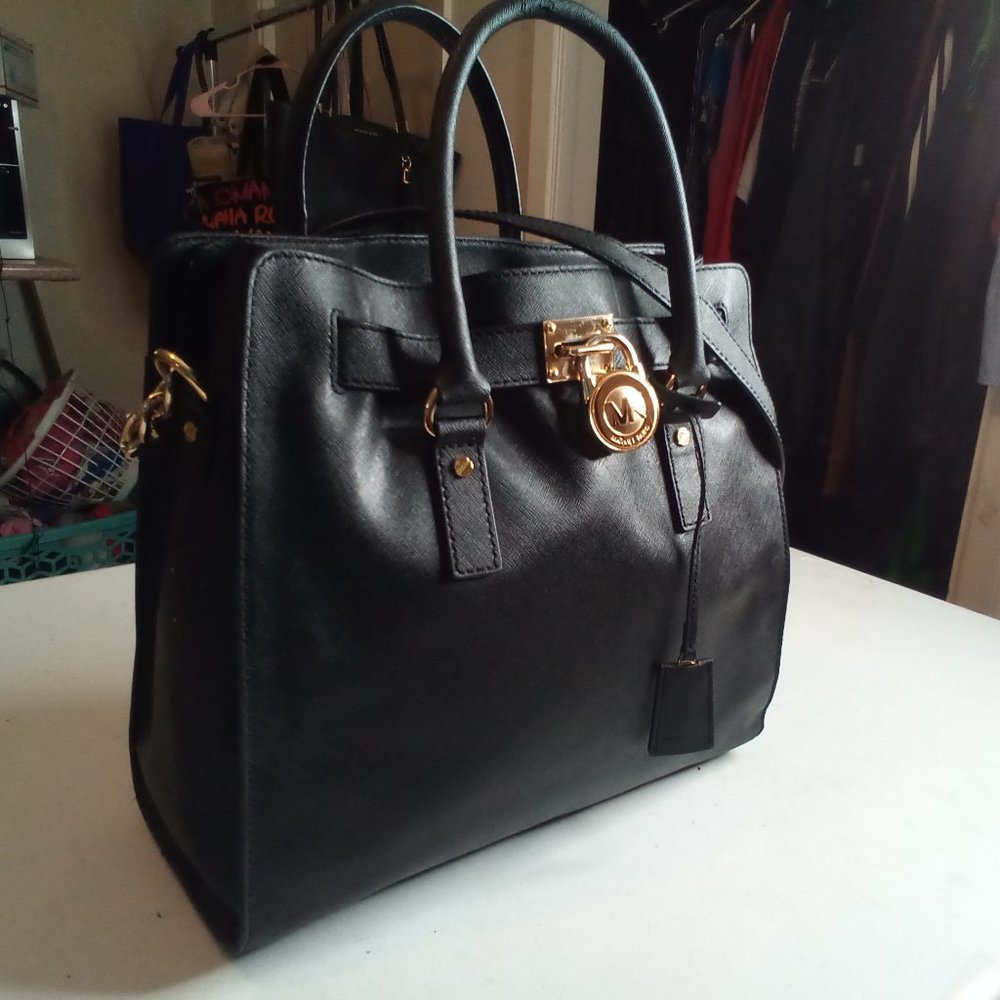 COPY - Michael kors hamelton satchel black stifano leather large. - Picture 12 of 16